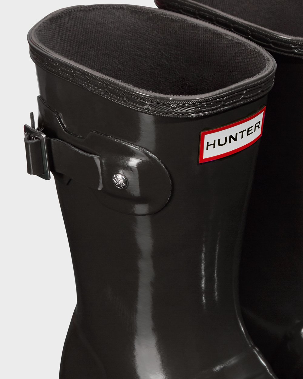 Womens Short Rain Boots - Hunter Original Tour Foldable Gloss (74BALMEJW) - Dark Grey